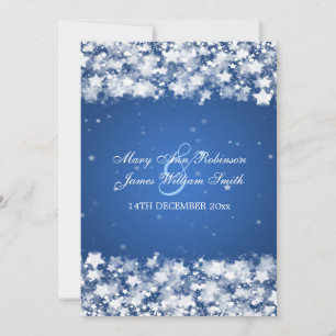 Invitation Mariage élégant Éblouissant Étoiles Bleu