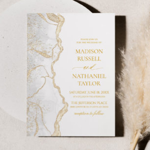 Invitation Mariage élégant en Agate blanche or