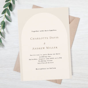 Invitation Mariage élégant en arche beige