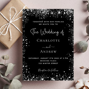 Invitation Mariage élégant en argent noir