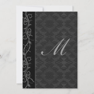 Invitation Mariage élégant en damas noir