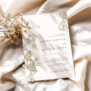 Invitation Mariage Élégant en Dentelle Florale Ivoire
