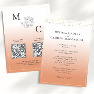 Invitation Mariage élégant en terre cuite avec code QR