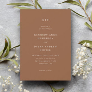 Invitation Mariage élégant en terre cuite simple