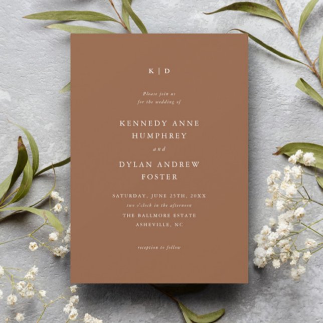 Invitation Mariage élégant en terre cuite simple (Créateur téléchargé)