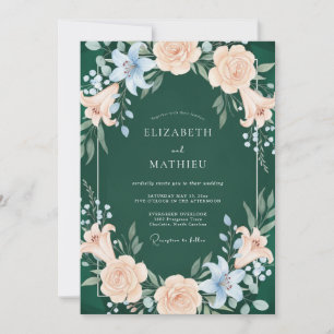 Invitation Mariage Élégant en Vert Forêt de Bois