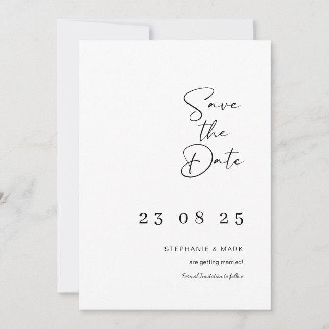 Invitation Mariage élégant enregistrer les dates minimaliste (Devant)