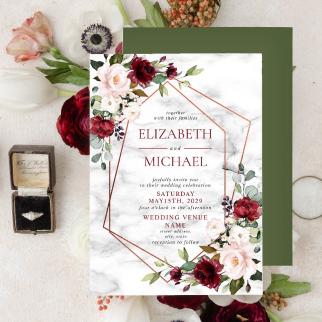 Invitation Mariage élégant et géométrique en cuivre moderne (Créateur téléchargé)