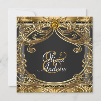 Invitation Mariage élégant et glamour noir et or