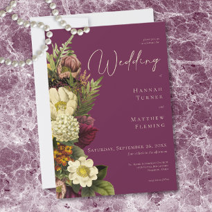 Invitation Mariage Élégant et Lunatique aux Fleurs Vintage et