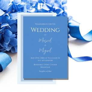 Invitation Mariage élégant et moderne bleu
