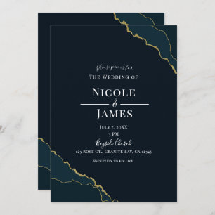 Invitation Mariage élégant et moderne Dark Navy