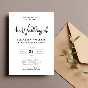 Invitation Mariage Élégant et Moderne Noir et Blanc