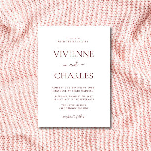 Invitation Mariage élégant et propre Deep Bourgogne & Blanc B