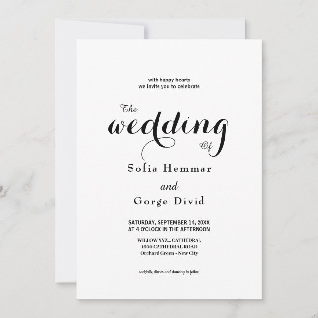 Invitation Mariage Élégant Et Scriptif Moderne (Devant)