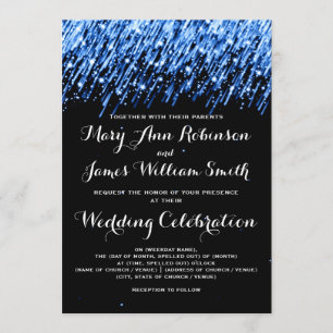 Invitation Mariage Élégant Étoiles Filantes Bleu Saphir