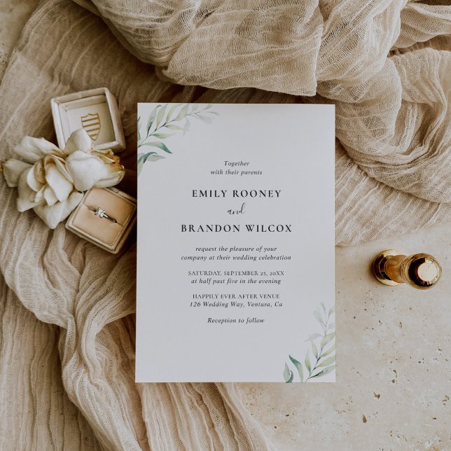 Invitation Mariage élégant Eucalyptus Vert Sage Simple (Créateur téléchargé)