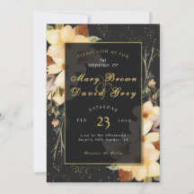 Mariage Élégant Fleur Dorée