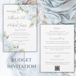 Invitation Mariage Élégant Fleurs d'Hydrangea Bleu