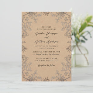 Invitation Mariage Élégant Floral en Dentelle Vintage