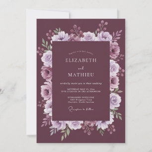 Invitation Mariage Élégant Floral Fleurissement Prunier