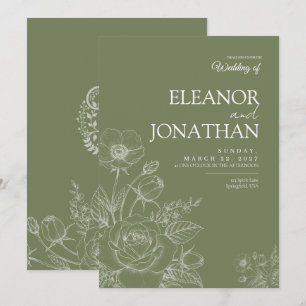 Invitation Mariage Élégant Floral Minimaliste Simple Sage