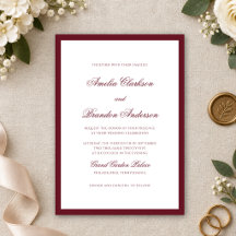 Mariage Élégant Formel avec Bordure Script Bourgog