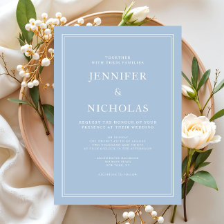 Invitation Mariage Élégant Formel Moderne Bleu Poudre