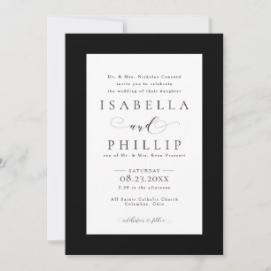 Invitation Mariage élégant formel noir et blanc