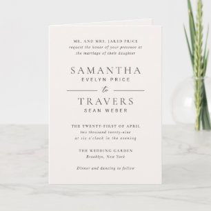 Invitation Mariage Élégant Gris Traditionnel