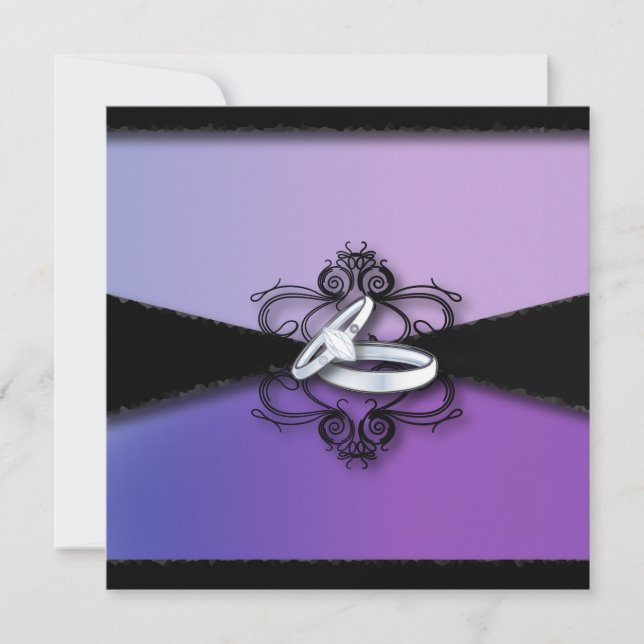 Invitation mariage élégant groupes violet et noir mariage (Devant)