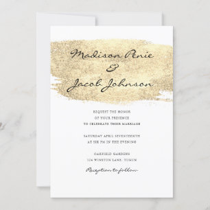 Invitation Mariage élégant Jaune Or Moderne