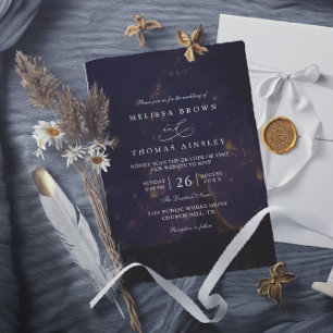 Invitation Mariage Élégant Lanternes Emmêlées Code QR Moderne