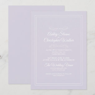 Invitation Mariage élégant lavande violet blanc