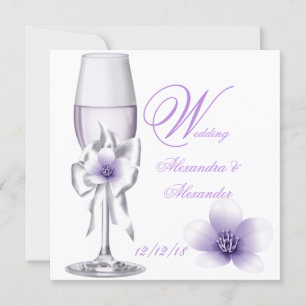 Invitation Mariage Élégant Lavande Violet Lilas AB