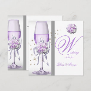 Invitation Mariage Élégant Lavande Violet Lilas Champagne