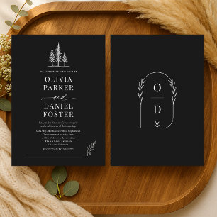 Invitation Mariage Élégant Ligne Artistique Forêt Rustique