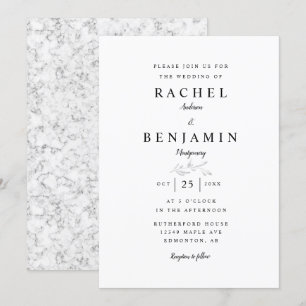 Invitation Mariage élégant Marbre minimal