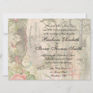 Invitation Mariage élégant Mariage Vintage Antique Vintage