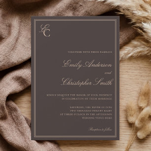 Invitation Mariage élégant marron classique