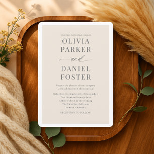 Invitation Mariage Élégant Minimaliste Beige Neutre