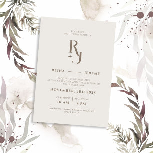 Invitation Mariage élégant minimaliste blanc ivoire