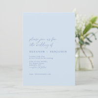 Mariage Élégant Minimaliste Bleu Clair Chic Script