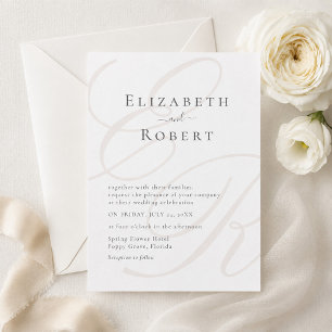Invitation Mariage Élégant Minimaliste Monogramme