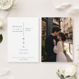 Invitation Mariage Élégant Minimaliste Noir et Blanc