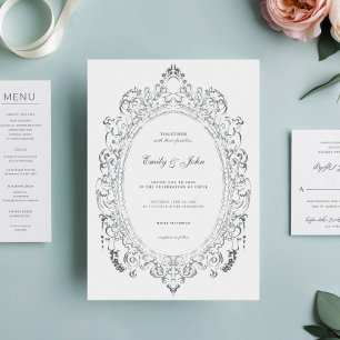 Invitation Mariage élégant minimaliste Oval Baroque Cadre