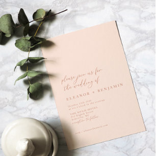 Invitation Mariage Élégant Minimaliste Rose Pêche Tendue