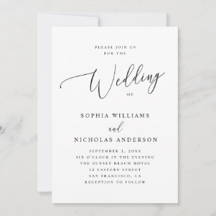 Invitation Mariage Élégant Minimaliste Script Formel Classi