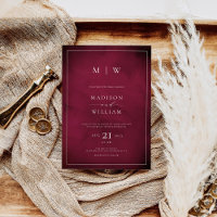 Mariage élégant moderne Bourgogne Monogramme