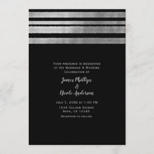 Invitation Mariage Élégant Moderne Chic Argent et Noir